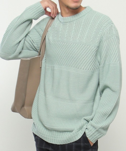 【洗濯機で洗える】ミックスジャガードニット