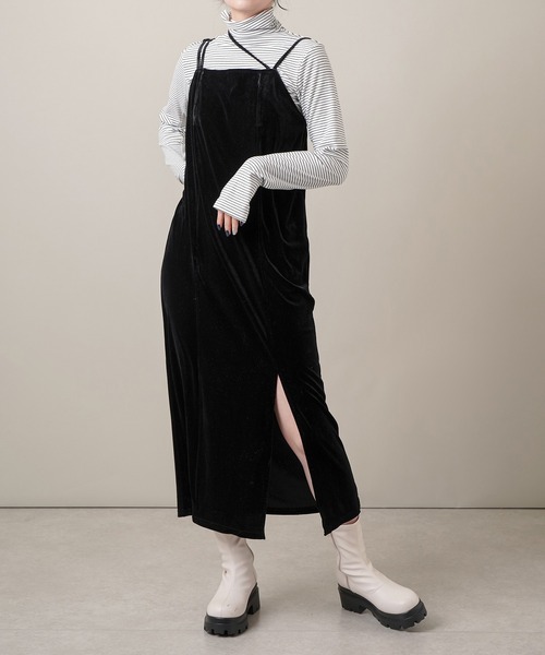 ベロア素材 スリット入りキャミワンピース ワンピース Spinns スピンズ のファッション通販 Zozotown