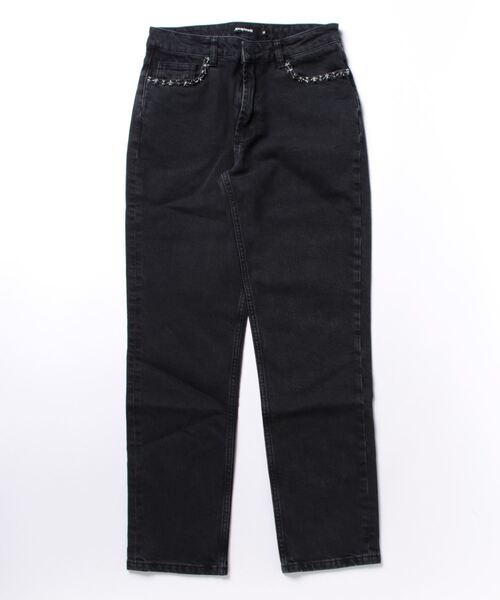 セール】ラインストーン ストレートジーンズ（デニムパンツ