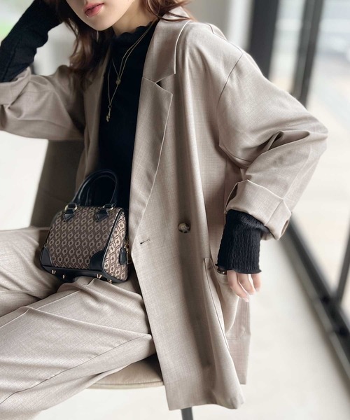 RIRIYANO（リリヤーノ）の「《RIRIYANO×クラシカルエルフコラボ》大人の上級者魅せ。バックスリットダブルボタンジャケット(セットアップ可)（テーラードジャケット・レディース・モカ/グレイッシュベージュ/チャコールグレー・LARGE/MEDIUM/SMALL/X-LARGE）」の11枚目の写真