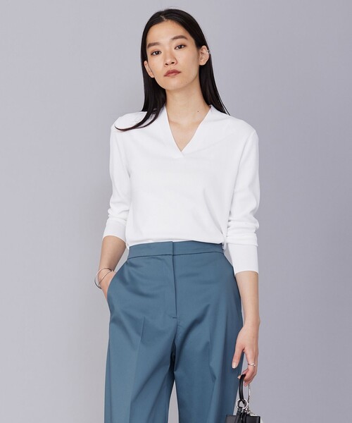 ICB(アイシービー)の「【洗える】 シンセティックフルニードル Vネックプルオーバー(ニット/セーター・レディース・ダルブルー系/ライラック系/アイボリー系/ネイビー系7/ダルブルー系7/ライトイエロー系7・SMALL)」の1枚目の写真
