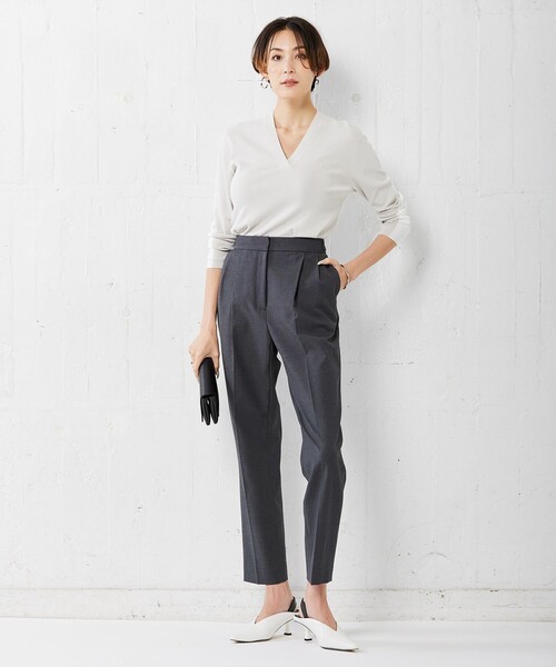 ICB(アイシービー)の「【洗える】 シンセティックフルニードル Vネックプルオーバー(ニット/セーター・レディース・ダルブルー系/ライラック系/アイボリー系/ネイビー系7/ダルブルー系7/ライトイエロー系7・SMALL)」の7枚目の写真