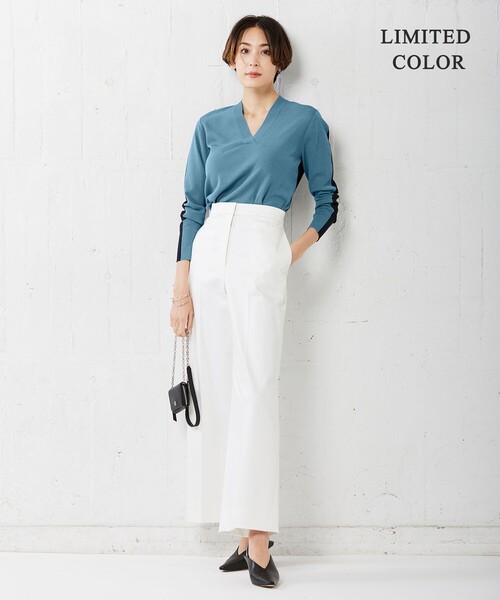 ICB(アイシービー)の「【洗える】 シンセティックフルニードル Vネックプルオーバー(ニット/セーター・レディース・ダルブルー系/ライラック系/アイボリー系/ネイビー系7/ダルブルー系7/ライトイエロー系7・SMALL)」の19枚目の写真