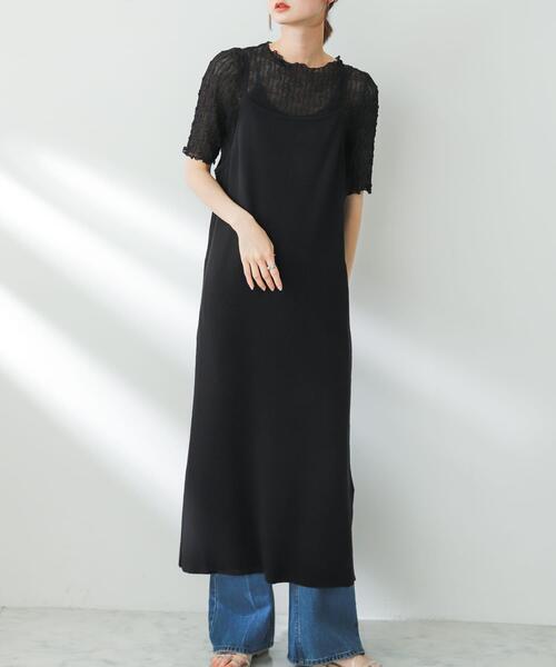 SENSE OF PLACE by URBAN RESEARCH（センスオブプレイスバイアーバンリサーチ）の「ニットキャミワンピース（ワンピース・レディース・ブラック/グリーン/ライトグレー/ピンク・ONE）」の2枚目の写真