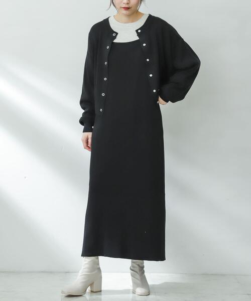 SENSE OF PLACE by URBAN RESEARCH（センスオブプレイスバイアーバンリサーチ）の「ニットキャミワンピース（ワンピース・レディース・ブラック/グリーン/ライトグレー/ピンク・ONE）」の14枚目の写真