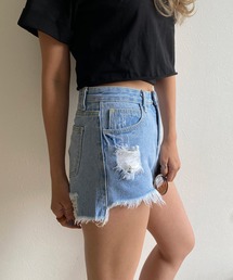ダメージデニムショートパンツ