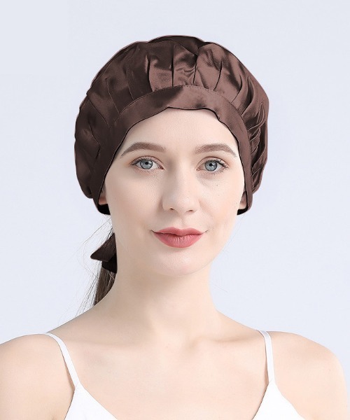 Esime（エシミー）の「シルクナイトキャップ（その他ルームウェア・レディース・ベージュ/ネイビー/ブラウン/グレー/ダークグレー/ラベンダー/ベージュ系その他/パープル系その他/ブラック/サーモンピンク/シャンパン/シルバー/ライトピンク・FREE）」の5枚目の写真