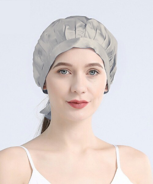 Esime（エシミー）の「シルクナイトキャップ（その他ルームウェア・レディース・ベージュ/ネイビー/ブラウン/グレー/ダークグレー/ラベンダー/ベージュ系その他/パープル系その他/ブラック/サーモンピンク/シャンパン/シルバー/ライトピンク・FREE）」の3枚目の写真