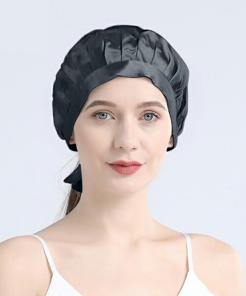 Esime（エシミー）の「シルクナイトキャップ（その他ルームウェア・レディース・ベージュ/ネイビー/ブラウン/グレー/ダークグレー/ラベンダー/ベージュ系その他/パープル系その他/ブラック/サーモンピンク/シャンパン/シルバー/ライトピンク・FREE）」の4枚目の写真