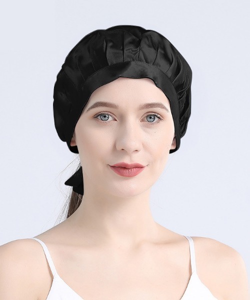 Esime（エシミー）の「シルクナイトキャップ（その他ルームウェア・レディース・ベージュ/ネイビー/ブラウン/グレー/ダークグレー/ラベンダー/ベージュ系その他/パープル系その他/ブラック/サーモンピンク/シャンパン/シルバー/ライトピンク・FREE）」の2枚目の写真