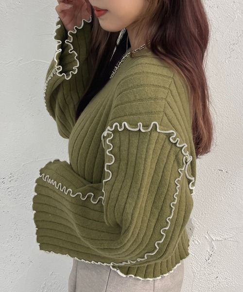 apres jour mignon(アプレジュールミニョン)の「メローショート丈ニット【ZOZOTOWN限定アイテム】(ニット/セーター・レディース・ブラック/グリーン/ライトベージュ・X-LARGE/フリー)」の20枚目の写真