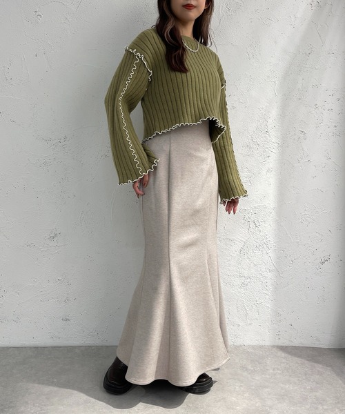 apres jour mignon(アプレジュールミニョン)の「メローショート丈ニット【ZOZOTOWN限定アイテム】(ニット/セーター・レディース・ブラック/グリーン/ライトベージュ・X-LARGE/フリー)」の6枚目の写真