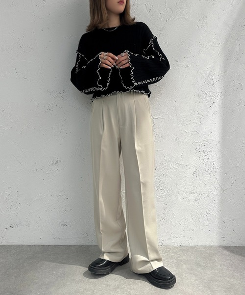 apres jour mignon(アプレジュールミニョン)の「メローショート丈ニット【ZOZOTOWN限定アイテム】(ニット/セーター・レディース・ブラック/グリーン/ライトベージュ・X-LARGE/フリー)」の21枚目の写真