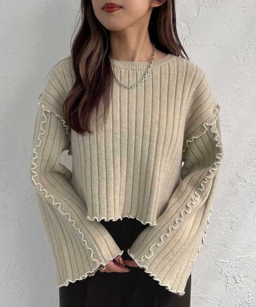 apres jour mignon(アプレジュールミニョン)の「メローショート丈ニット【ZOZOTOWN限定アイテム】(ニット/セーター・レディース・ブラック/グリーン/ライトベージュ・X-LARGE/フリー)」の17枚目の写真