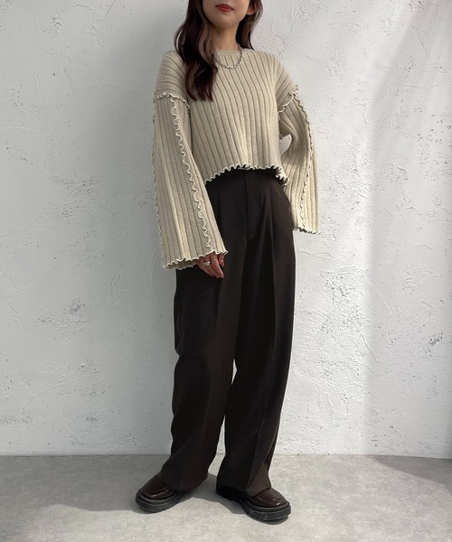 apres jour mignon(アプレジュールミニョン)の「メローショート丈ニット【ZOZOTOWN限定アイテム】(ニット/セーター・レディース・ブラック/グリーン/ライトベージュ・X-LARGE/フリー)」の15枚目の写真