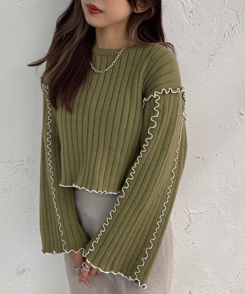 apres jour mignon(アプレジュールミニョン)の「メローショート丈ニット【ZOZOTOWN限定アイテム】(ニット/セーター・レディース・ブラック/グリーン/ライトベージュ・X-LARGE/フリー)」の22枚目の写真