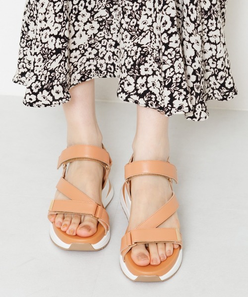 HIMIKO スポーツサンダル 、ニットブラック 、シルバー、厚底 エイチエス HS 【厚底スポサン】キラキラ ニット 厚底サンダル