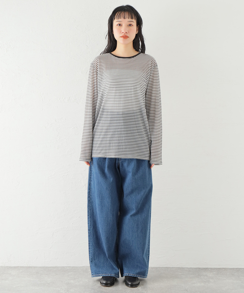 JOURNAL STANDARD(ジャーナルスタンダード)の「クルーネックシアーロングTシャツ(Tシャツ/カットソー・レディース・アイボリー/ホワイト×ホワイト/ホワイト/ピンク・FREE)」の17枚目の写真
