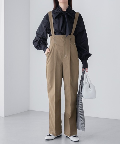 BONLECILL(ボンルシール)の「2way ハイウエスト センタープレス タックチノサロペット(サロペット/オーバーオール・レディース・ネイビー/ベージュ/カーキ/アイボリー/ブラック・M/L)」の11枚目の写真