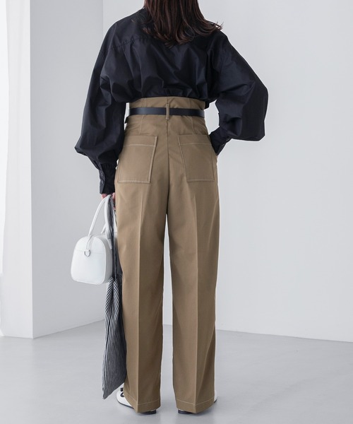 BONLECILL(ボンルシール)の「2way ハイウエスト センタープレス タックチノサロペット(サロペット/オーバーオール・レディース・ネイビー/ベージュ/カーキ/アイボリー/ブラック・M/L)」の18枚目の写真