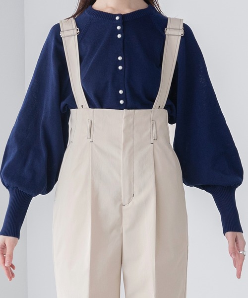 BONLECILL(ボンルシール)の「2way ハイウエスト センタープレス タックチノサロペット(サロペット/オーバーオール・レディース・ネイビー/ベージュ/カーキ/アイボリー/ブラック・M/L)」の19枚目の写真