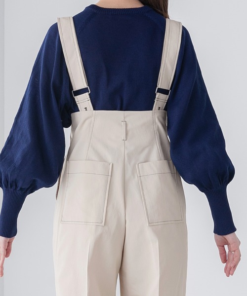 BONLECILL(ボンルシール)の「2way ハイウエスト センタープレス タックチノサロペット(サロペット/オーバーオール・レディース・ネイビー/ベージュ/カーキ/アイボリー/ブラック・M/L)」の21枚目の写真