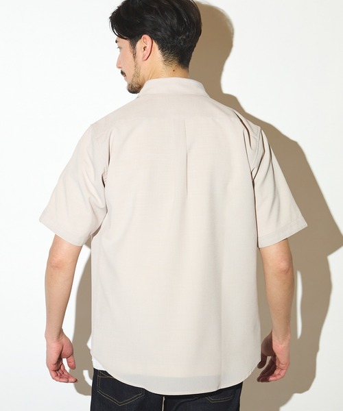 UNION STATION（ユニオンステーション）の「ポリエステルカチオン半袖ワイドカラーシャツ（シャツ/ブラウス・メンズ・ブルー/ネイビー/カーキ/ライトブルー/ホワイト/ベージュ・LL/L/M/S）」の11枚目の写真