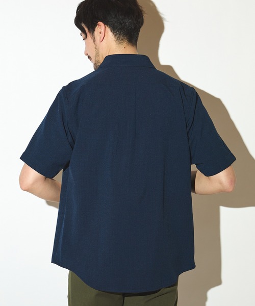 UNION STATION（ユニオンステーション）の「ポリエステルカチオン半袖ワイドカラーシャツ（シャツ/ブラウス・メンズ・ブルー/ネイビー/カーキ/ライトブルー/ホワイト/ベージュ・LL/L/M/S）」の14枚目の写真