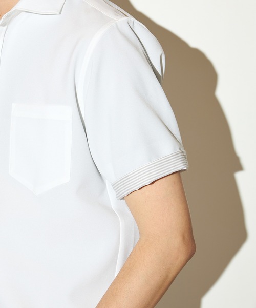 UNION STATION（ユニオンステーション）の「ポリエステルカチオン半袖ワイドカラーシャツ（シャツ/ブラウス・メンズ・ブルー/ネイビー/カーキ/ライトブルー/ホワイト/ベージュ・LL/L/M/S）」の19枚目の写真