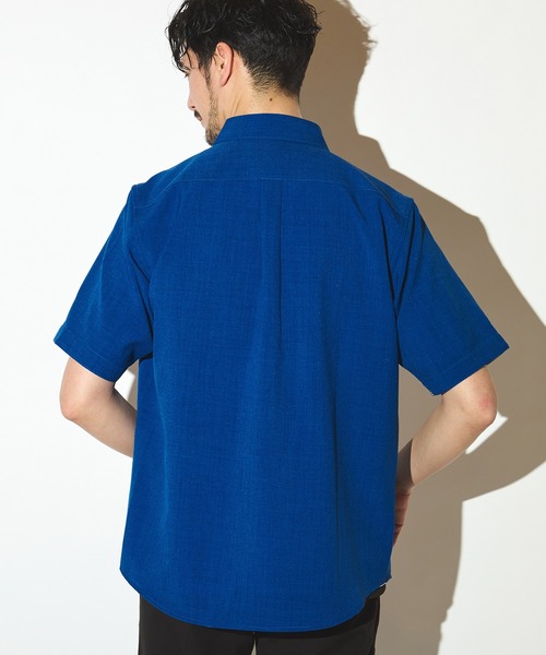 UNION STATION（ユニオンステーション）の「ポリエステルカチオン半袖ワイドカラーシャツ（シャツ/ブラウス・メンズ・ブルー/ネイビー/カーキ/ライトブルー/ホワイト/ベージュ・LL/L/M/S）」の21枚目の写真