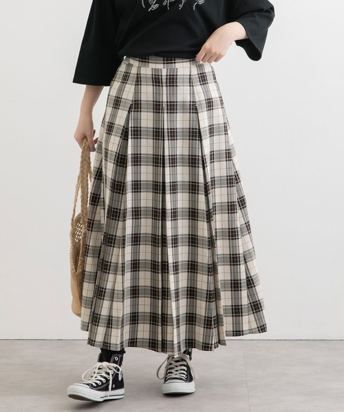 POU DOU DOU(プードゥドゥ)の「ボックスタックロングスカート(スカート・レディース・レッド/グリーン/ネイビー・3)」の1枚目の写真