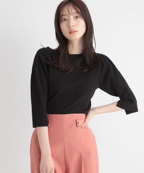 Andemiu(アンデミュウ)の「バックパールパフニット6S 191262(ニット/セーター・レディース・ピンク/アイボリー/ブラック・FREE)」の21枚目の写真