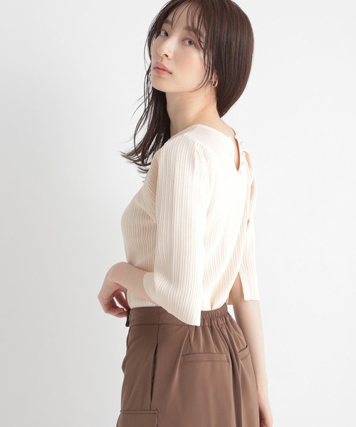 Andemiu(アンデミュウ)の「バックパールパフニット6S 191262(ニット/セーター・レディース・ピンク/アイボリー/ブラック・FREE)」の14枚目の写真