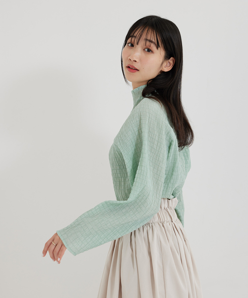 Jayro（ジャイロ）の「楊柳ラグランハイネックブラウス（シャツ/ブラウス・レディース・オレンジ/ライトグリーン/ホワイト系その他・M）」の3枚目の写真