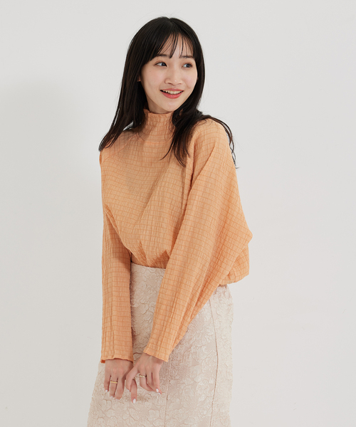 Jayro（ジャイロ）の「楊柳ラグランハイネックブラウス（シャツ/ブラウス・レディース・オレンジ/ライトグリーン/ホワイト系その他・M）」の7枚目の写真