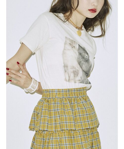 jouetie（ジュエティ）の「キャットフィット Tシャツ（Tシャツ/カットソー・レディース・ブラック/ブルー/オフホワイト・MEDIUM）」の11枚目の写真