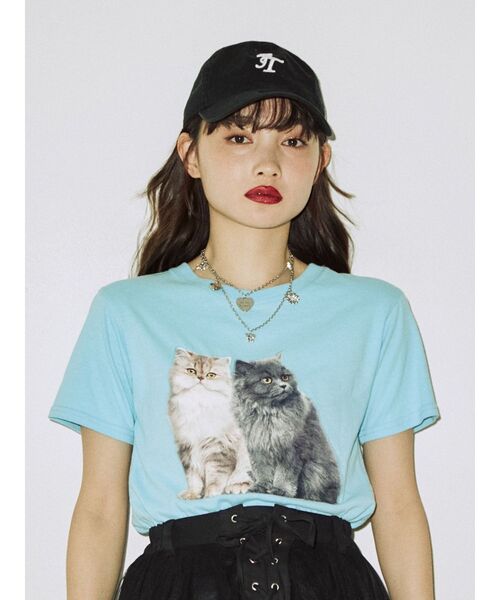 jouetie（ジュエティ）の「キャットフィット Tシャツ（Tシャツ/カットソー・レディース・ブラック/ブルー/オフホワイト・MEDIUM）」の17枚目の写真