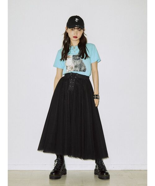 jouetie（ジュエティ）の「キャットフィット Tシャツ（Tシャツ/カットソー・レディース・ブラック/ブルー/オフホワイト・MEDIUM）」の20枚目の写真