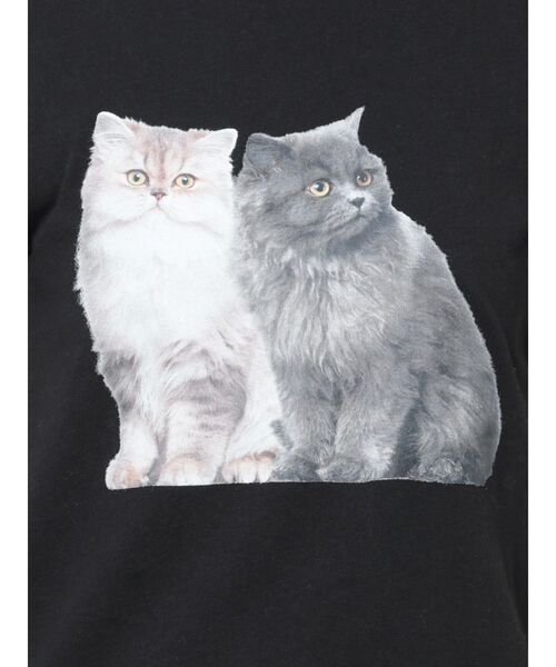 jouetie（ジュエティ）の「キャットフィット Tシャツ（Tシャツ/カットソー・レディース・ブラック/ブルー/オフホワイト・MEDIUM）」の4枚目の写真