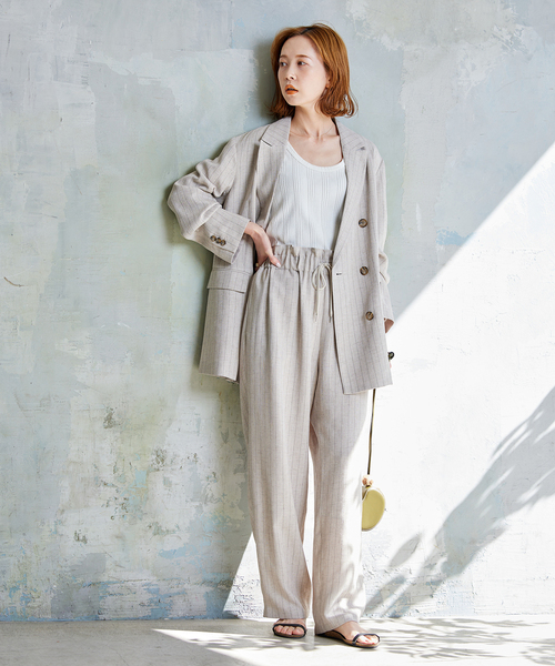 journal standard luxe リネン　ストライプ　パンツ　 M JOURNAL STANDARD（ジャーナルスタンダード）の「リネンライク