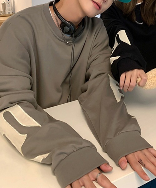 GENXDER(ノンジェンダー)の「【genxder】ユニセックスパッチワークスウェット(スウェット・メンズ・キャメル/ブラック/ベージュ・XX-LARGE/XXX-LARGE/X-LARGE/MEDIUM/LARGE)」の14枚目の写真