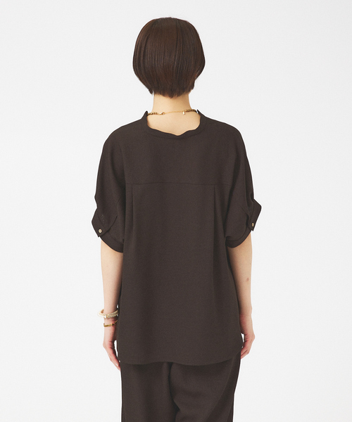 qualite（カリテ）の「【セットアップ対応】リネンライクアシメヘムシャツ（シャツ/ブラウス・レディース・ダークブラウン/ブルー・38/36）」の6枚目の写真