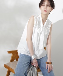 N.（N. Natural Beauty Basic） | ◆フロントリボンギャザーノースリーブブラウス(Tシャツ/カットソー)