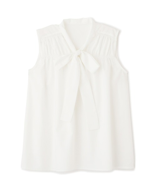 N.（N. Natural Beauty Basic）（エヌエヌナチュラルビューティーベーシック）の「◆フロントリボンギャザーノースリーブブラウス（Tシャツ/カットソー・レディース・オフホワイト/ブルー/ドット・MEDIUM）」の11枚目の写真