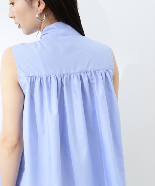 N.（N. Natural Beauty Basic）（エヌエヌナチュラルビューティーベーシック）の「◆フロントリボンギャザーノースリーブブラウス（Tシャツ/カットソー・レディース・オフホワイト/ブルー/ドット・MEDIUM）」の21枚目の写真