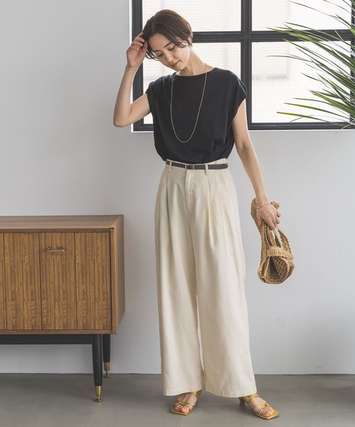 LEPSIM（レプシィム）の「リネン混タックワイドパンツ　904143（その他パンツ・レディース・ブラック/アイボリー・MEDIUM/LARGE）」の16枚目の写真