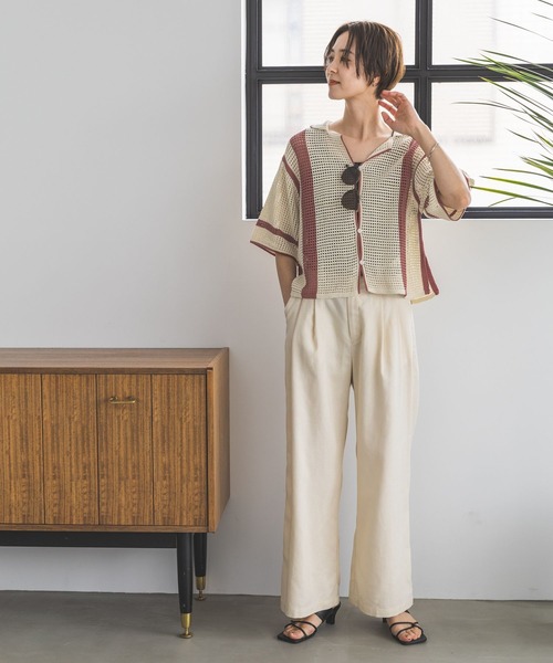 LEPSIM（レプシィム）の「リネン混タックワイドパンツ　904143（その他パンツ・レディース・ブラック/アイボリー・MEDIUM/LARGE）」の12枚目の写真