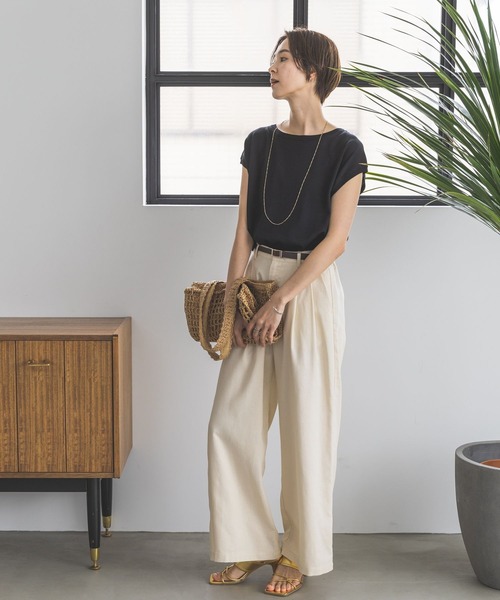 LEPSIM（レプシィム）の「リネン混タックワイドパンツ　904143（その他パンツ・レディース・ブラック/アイボリー・MEDIUM/LARGE）」の9枚目の写真