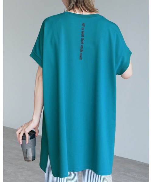 reca（レカ）の「バックロゴプリントワイドチュニックTシャツ（Tシャツ/カットソー・レディース・マスタード/アイボリー/チャコールグレー/グリーン系その他/オフホワイト/ピンク/ターコイズブルー・FREE）」の5枚目の写真