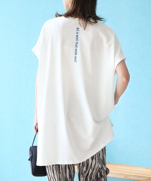 reca（レカ）の「バックロゴプリントワイドチュニックTシャツ（Tシャツ/カットソー・レディース・マスタード/アイボリー/チャコールグレー/グリーン系その他/オフホワイト/ピンク/ターコイズブルー・FREE）」の2枚目の写真